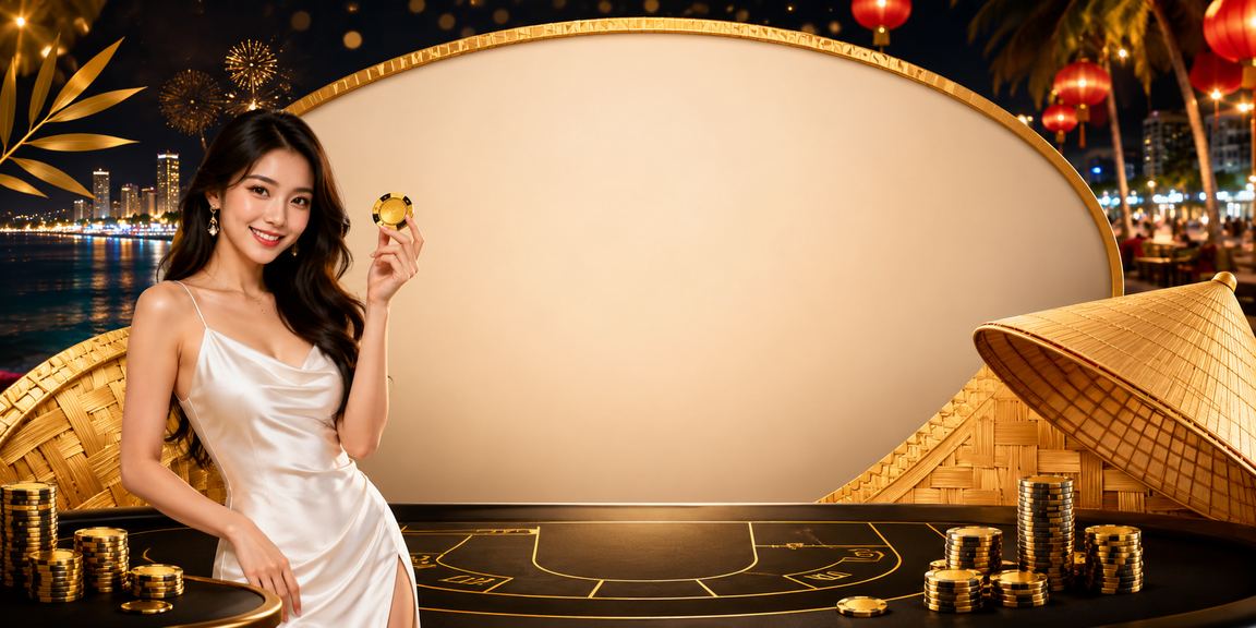 Bàn baccarat tại Nha Trang với nón lá truyền thống trên la63n